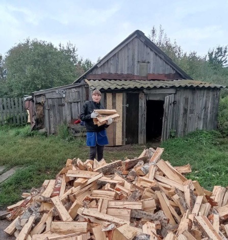 Социальный работник помог с заготовкой дров на зиму